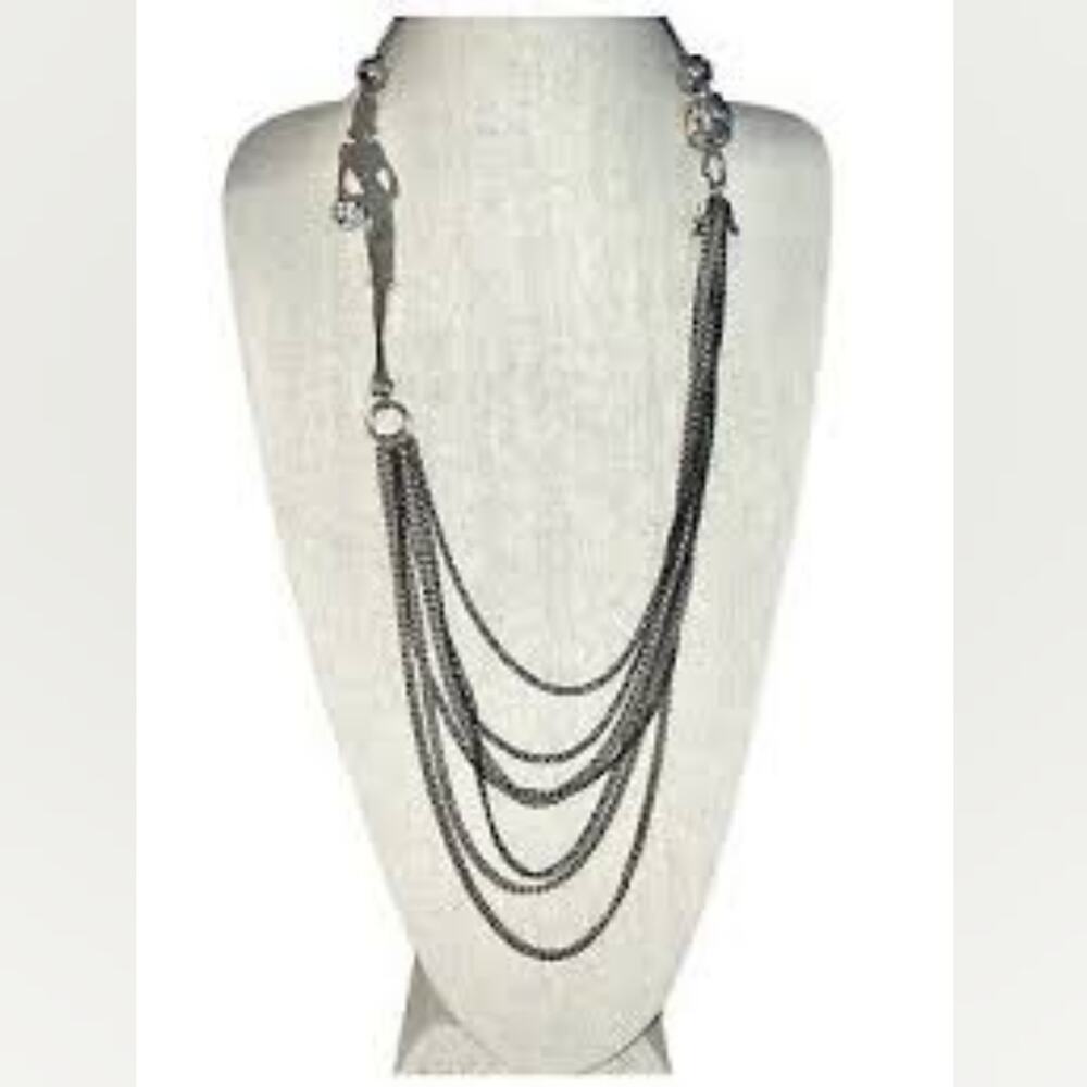 BRIGHTON FASHIONISTA SUPER MODEL LONG Silver NECKLACE Multi Chains
